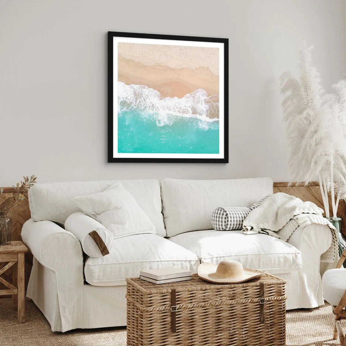 Pôster com moldura preta - Toque carinhoso - 50x50 cm