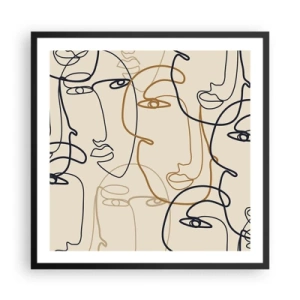 Pôster com moldura preta - Retrato multiplicado - 60x60 cm