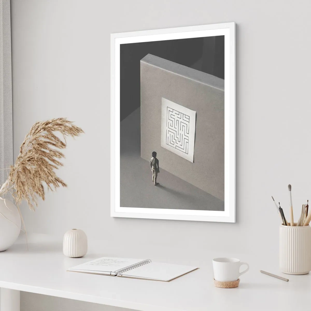 Pôster em moldura branca - Mas onde estou? - 70x100 cm