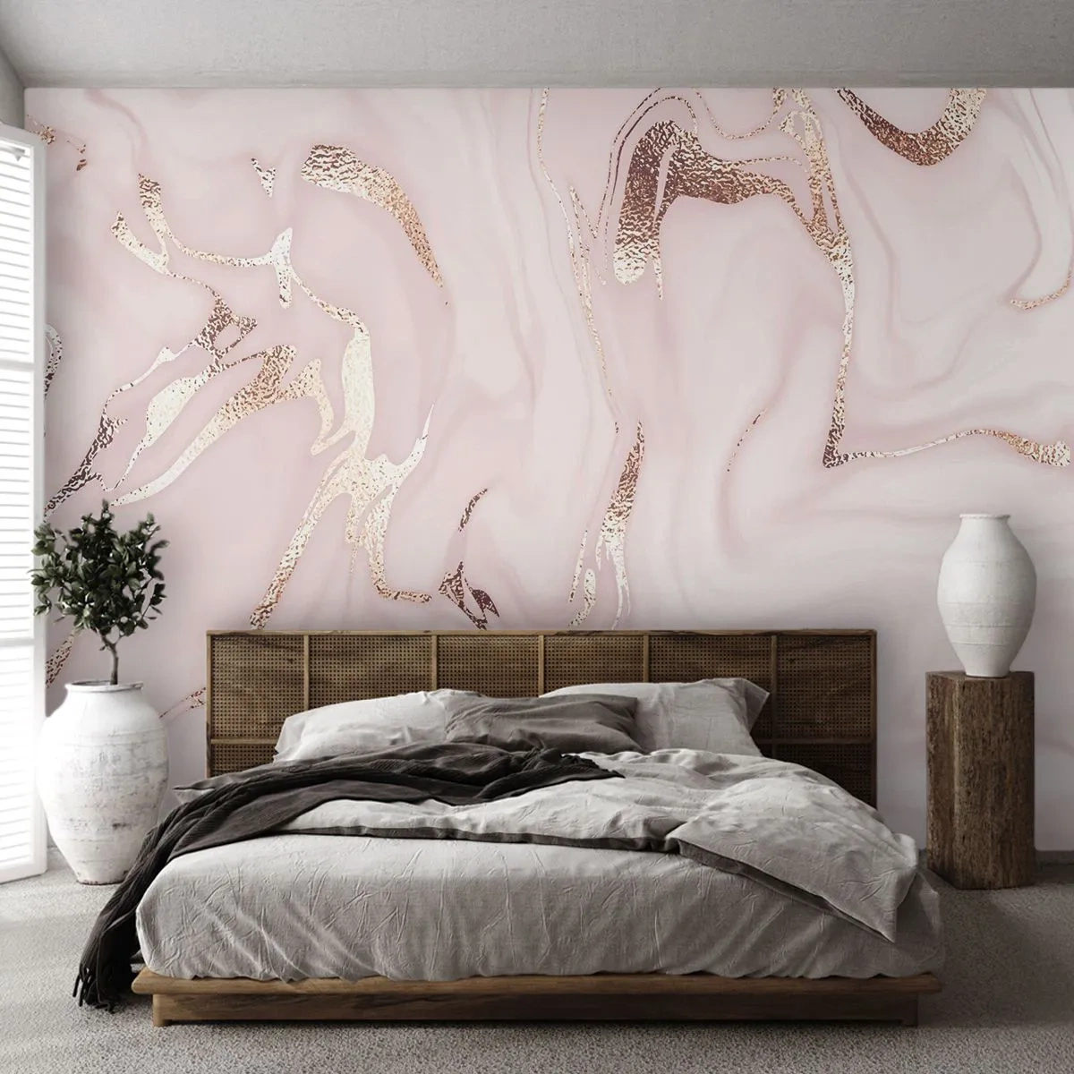 Papel de Parede Autocolante Deluxe Sticker - Num lenço cor-de-rosa - Abstração, Pedaço, Arte Moderna - 100x70 cm