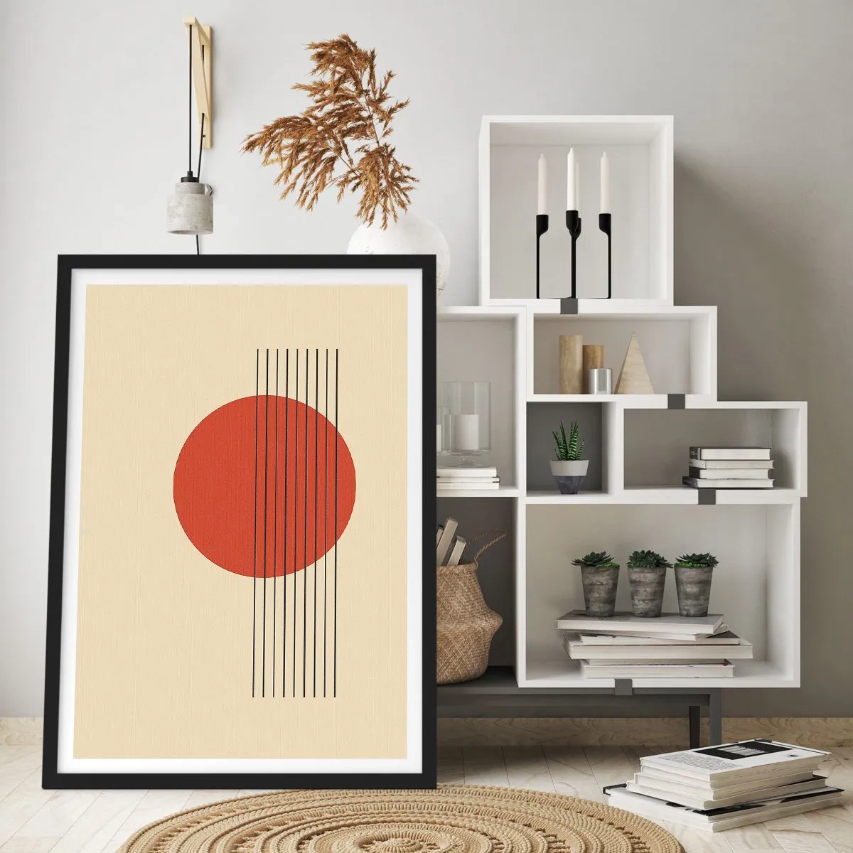 Pôster com moldura preta - Em círculo e mais além - 70x100 cm