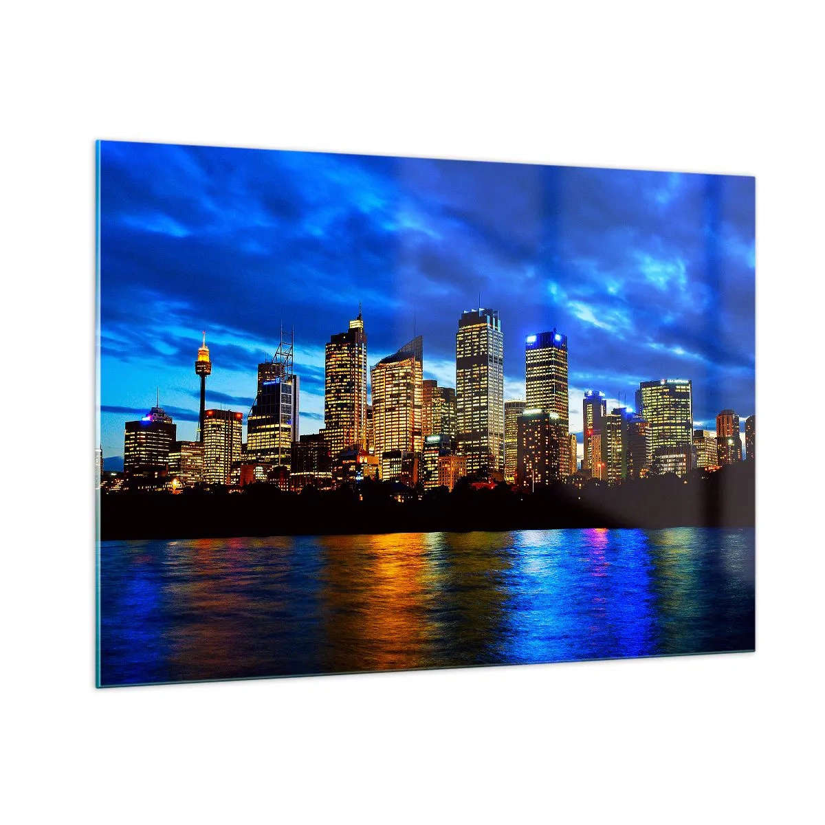 Quadro em vidro - Uma noite de luzes e cores - 100x70 cm