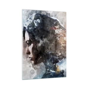 Quadro em vidro - Uma história sobre uma menina e uma cidade ao fundo - 50x70 cm