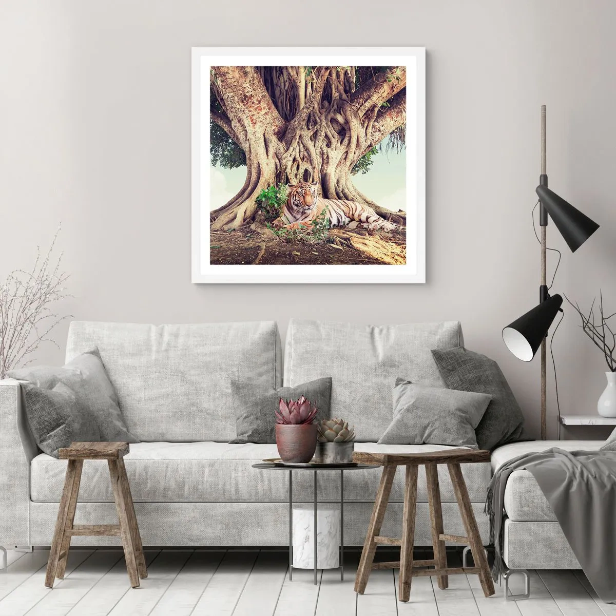 Pôster em moldura branca - Vista do livro de Gênesis - 60x60 cm