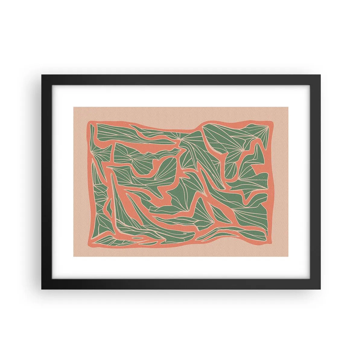 Pôster com moldura preta - A luta entre coral e vegetação - 40x30 cm