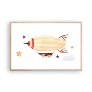 Pôster com moldura de carvalho claro - Dirigível - 91x61 cm