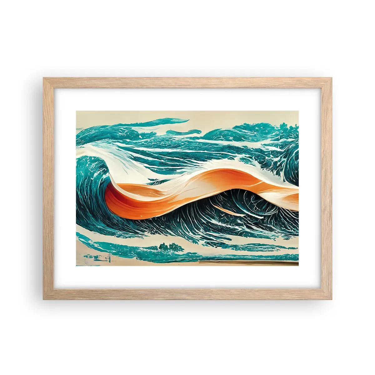 Pôster com moldura de carvalho claro - O sonho de um surfista - 40x30 cm