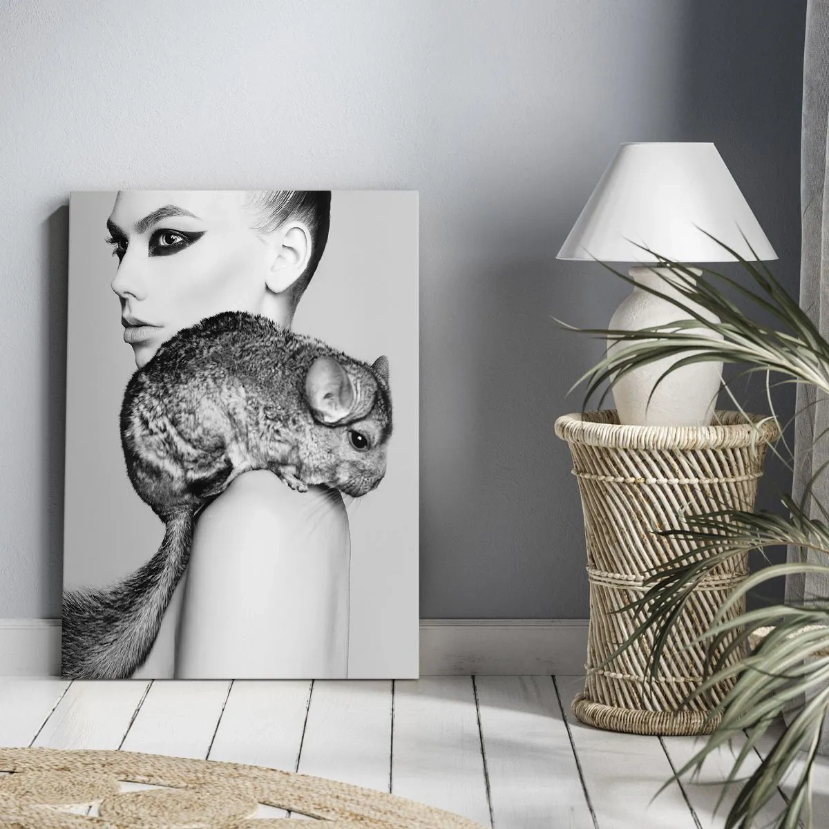 Quadro em tela - A dama com a chinchila - 50x70 cm