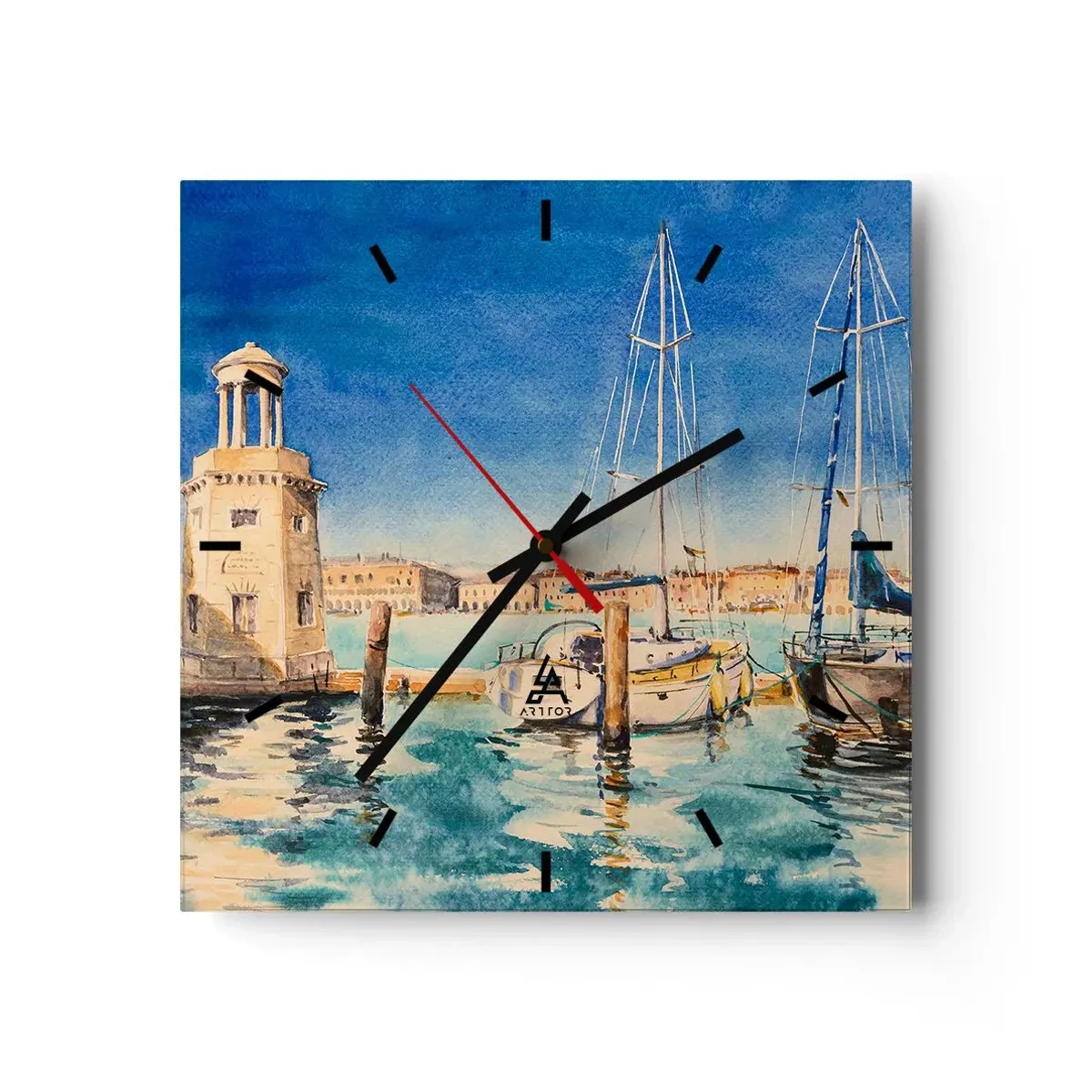 Relógio de parede - Relógio em vidro - Lagoa ensolarada - 40x40 cm