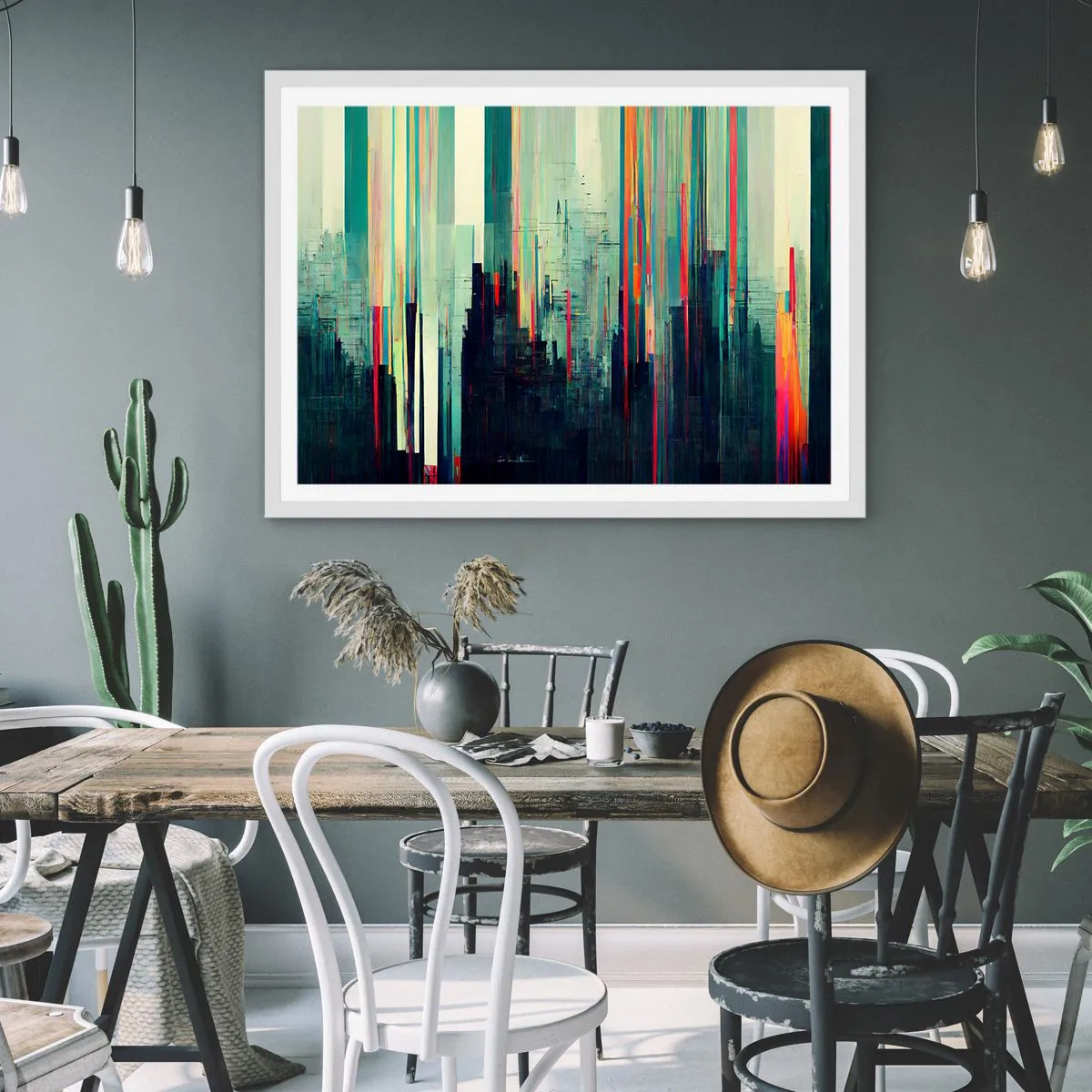 Pôster em moldura branca - Cidade futurista - 100x70 cm