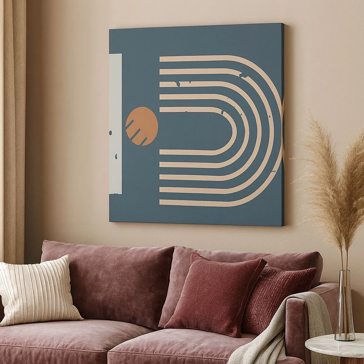 Quadro em tela - Geometria em azul marinho - 30x30 cm