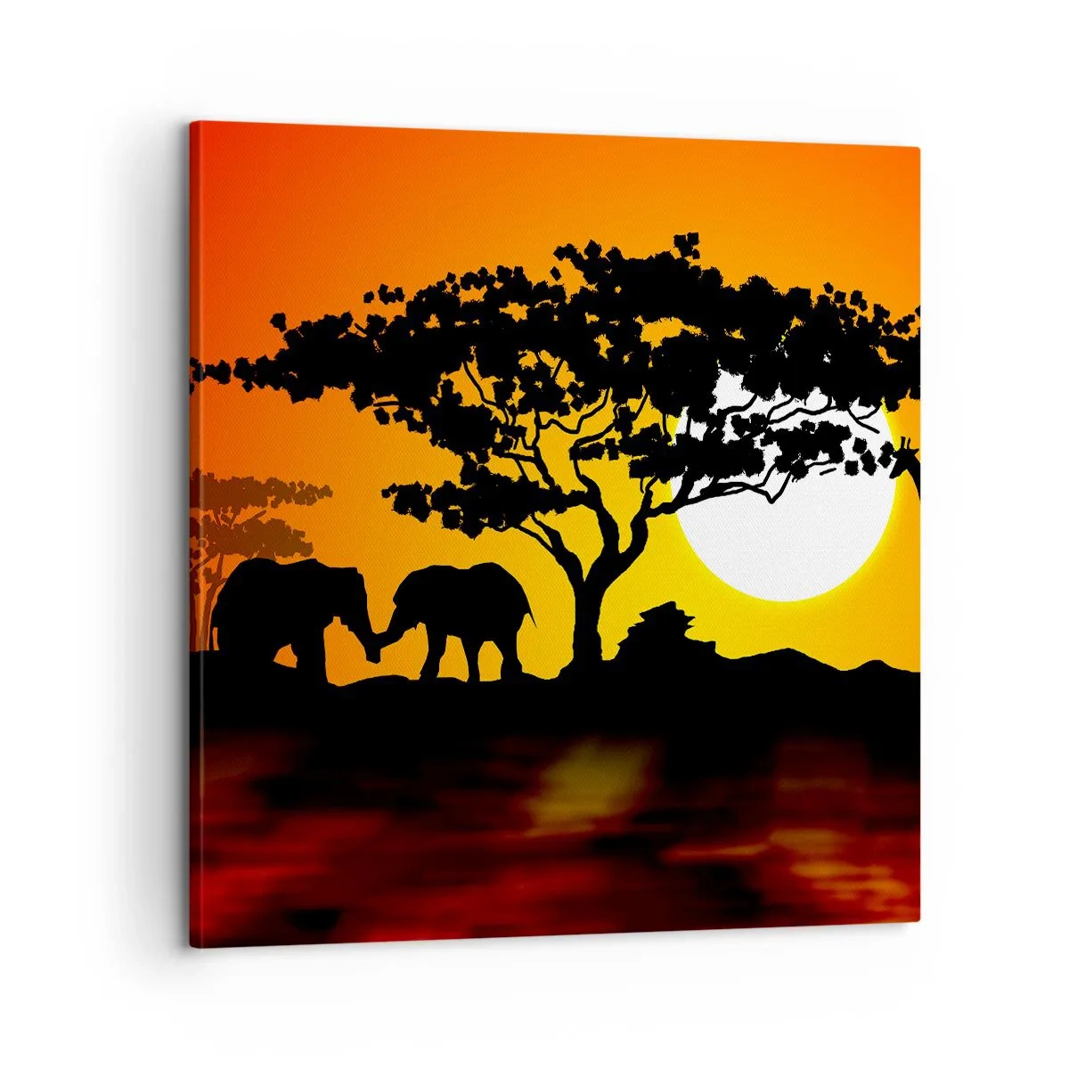 Quadro em tela - Encontro na savana - 60x60 cm