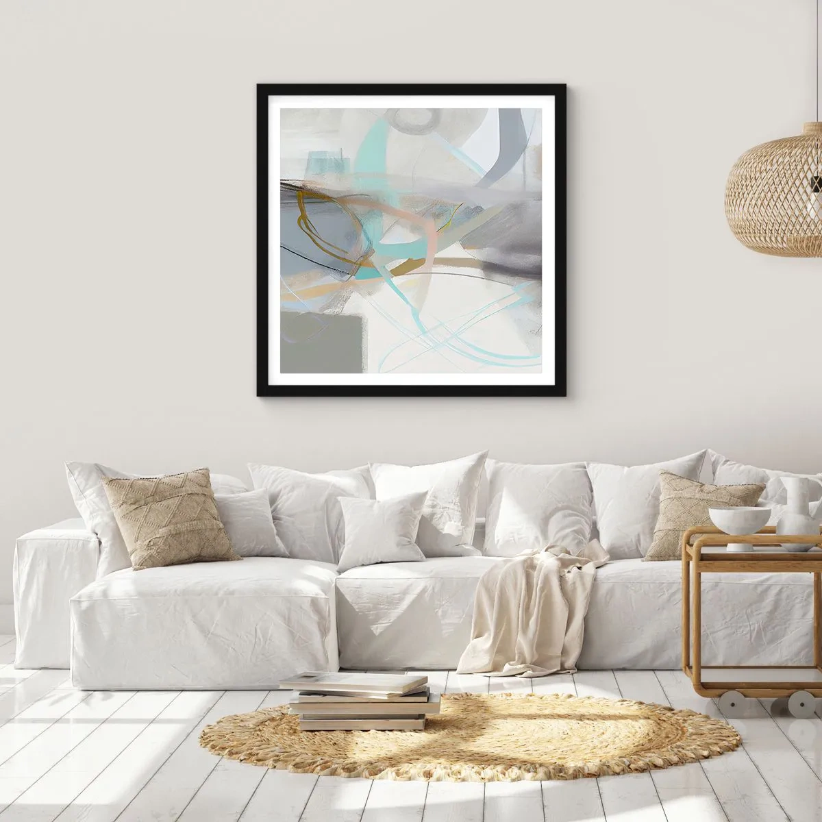 Pôster com moldura preta - Abstração enevoada - 50x50 cm