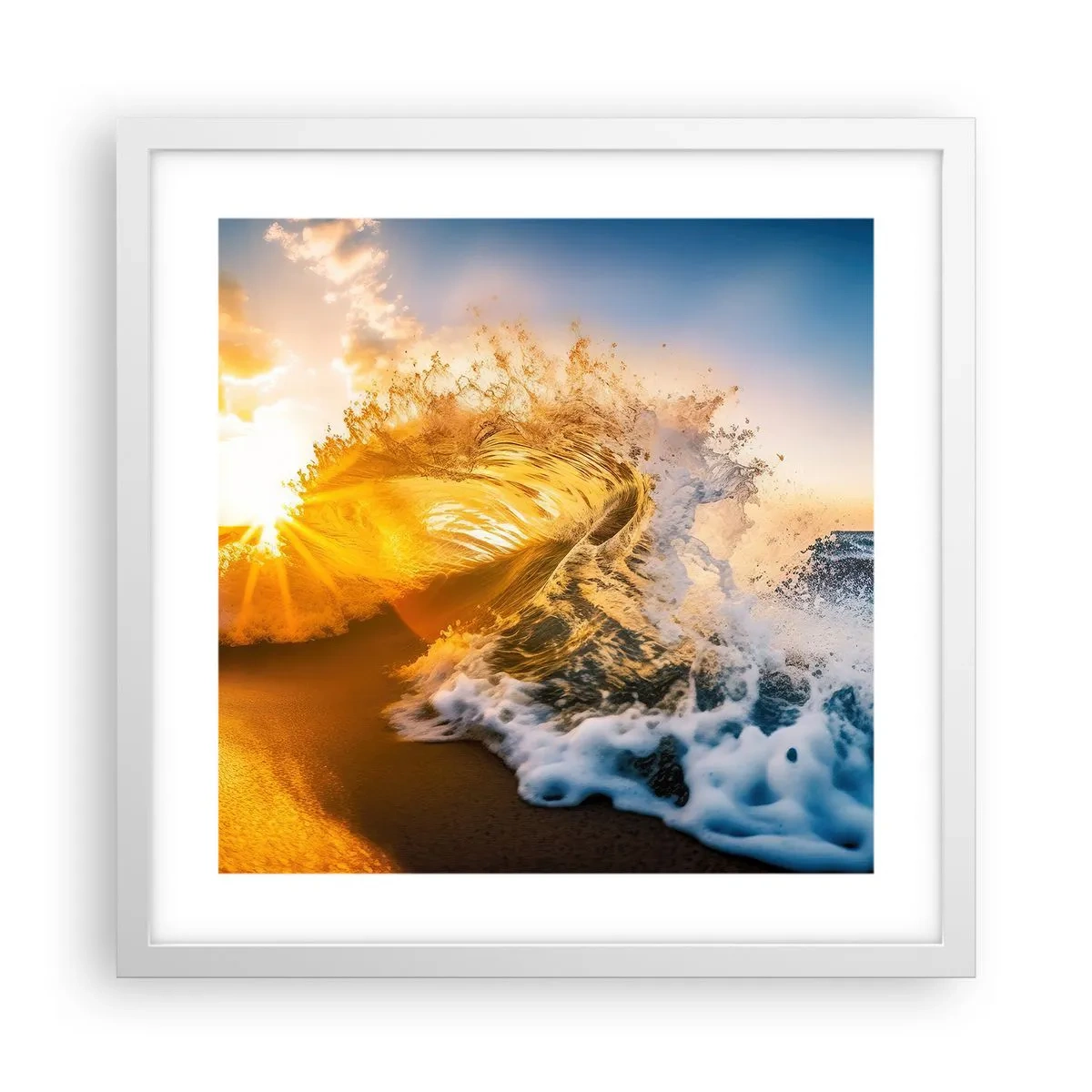 Pôster em moldura branca - Diversão na areia - 40x40 cm