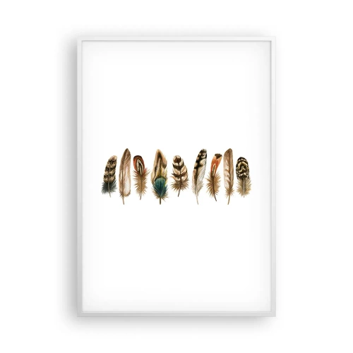 Pôster em moldura branca - Variações de penas - 70x100 cm
