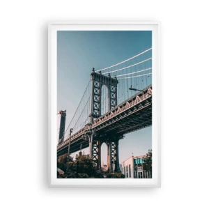 Pôster em moldura branca - Sobre as ondas da cidade - 61x91 cm