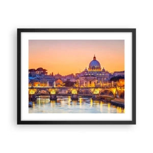 Pôster com moldura preta - Crepúsculo sobre a Cidade Eterna - 50x40 cm