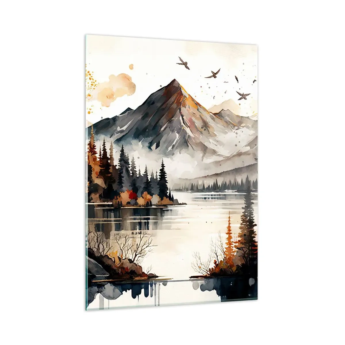 Quadro em vidro - Outono dourado nas montanhas - 50x70 cm