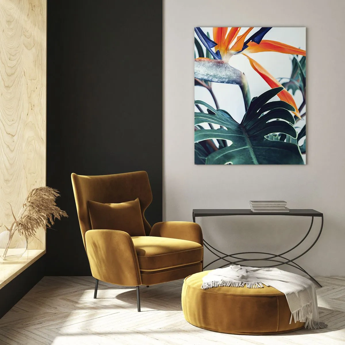 Quadro em vidro - Arbusto de passarinho - 50x70 cm