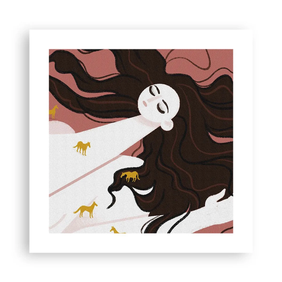 Pôster - Sonho com um cavalo dourado - 40x40 cm