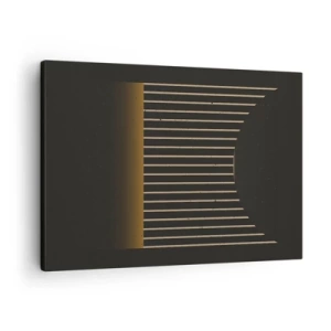 Quadro em tela - Padrão geométrico com listras em fundo escuro - 70x50cm - Explorar a escuridão - Decoração de parede moderna para a sala de estar e quarto ARTTOR