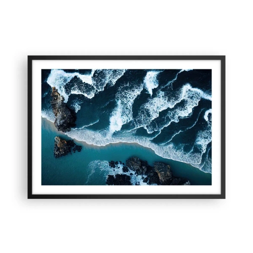 Pôster com moldura preta - Envolto em ondas - 70x50 cm