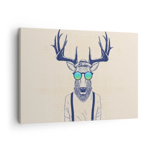 Quadro em tela - Veado estilizado em óculos de sol - 70x50cm - E quem esperavas? - Decoração de parede moderna para a sala de estar e quarto ARTTOR