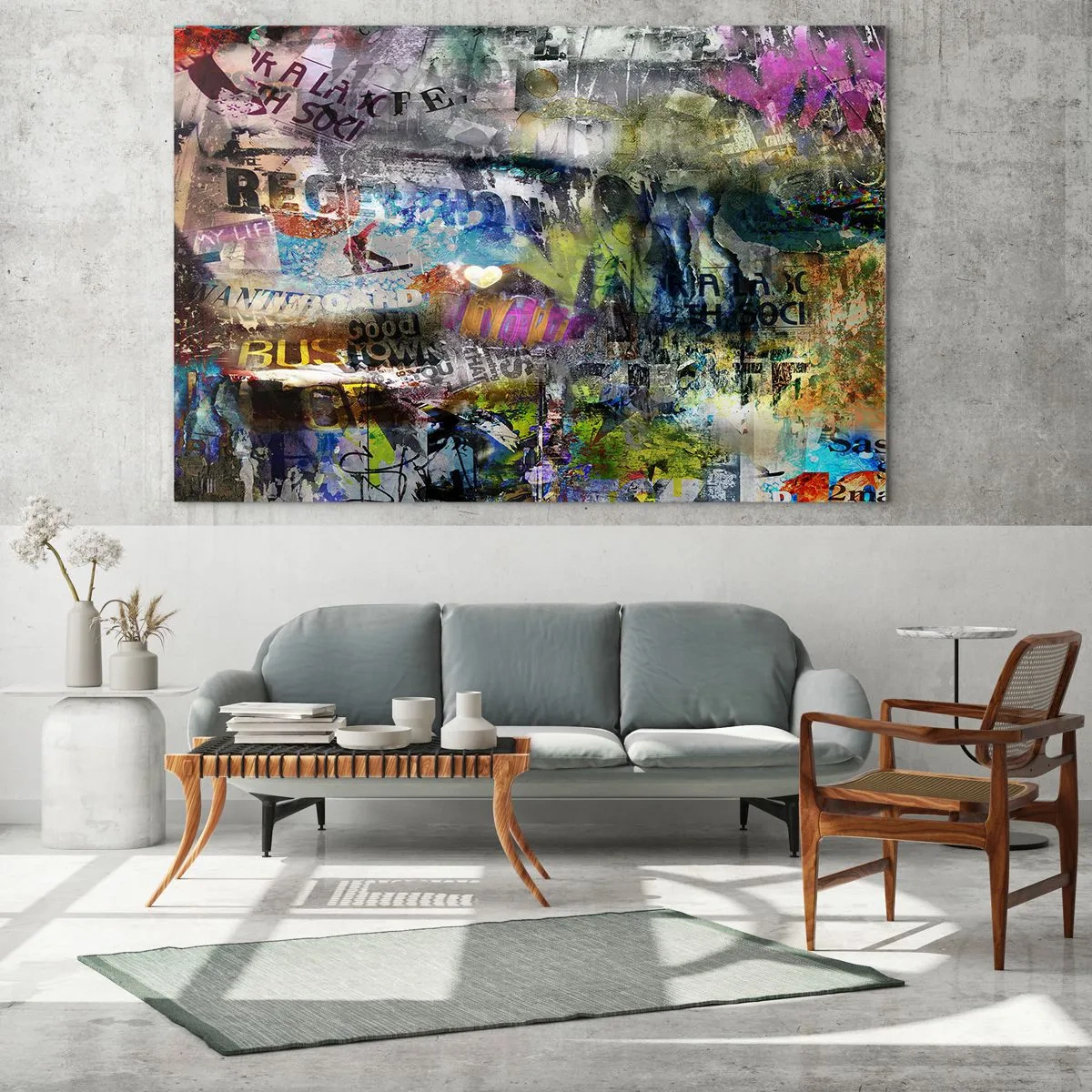 Quadro em vidro - Colagem de memórias - 120x80 cm