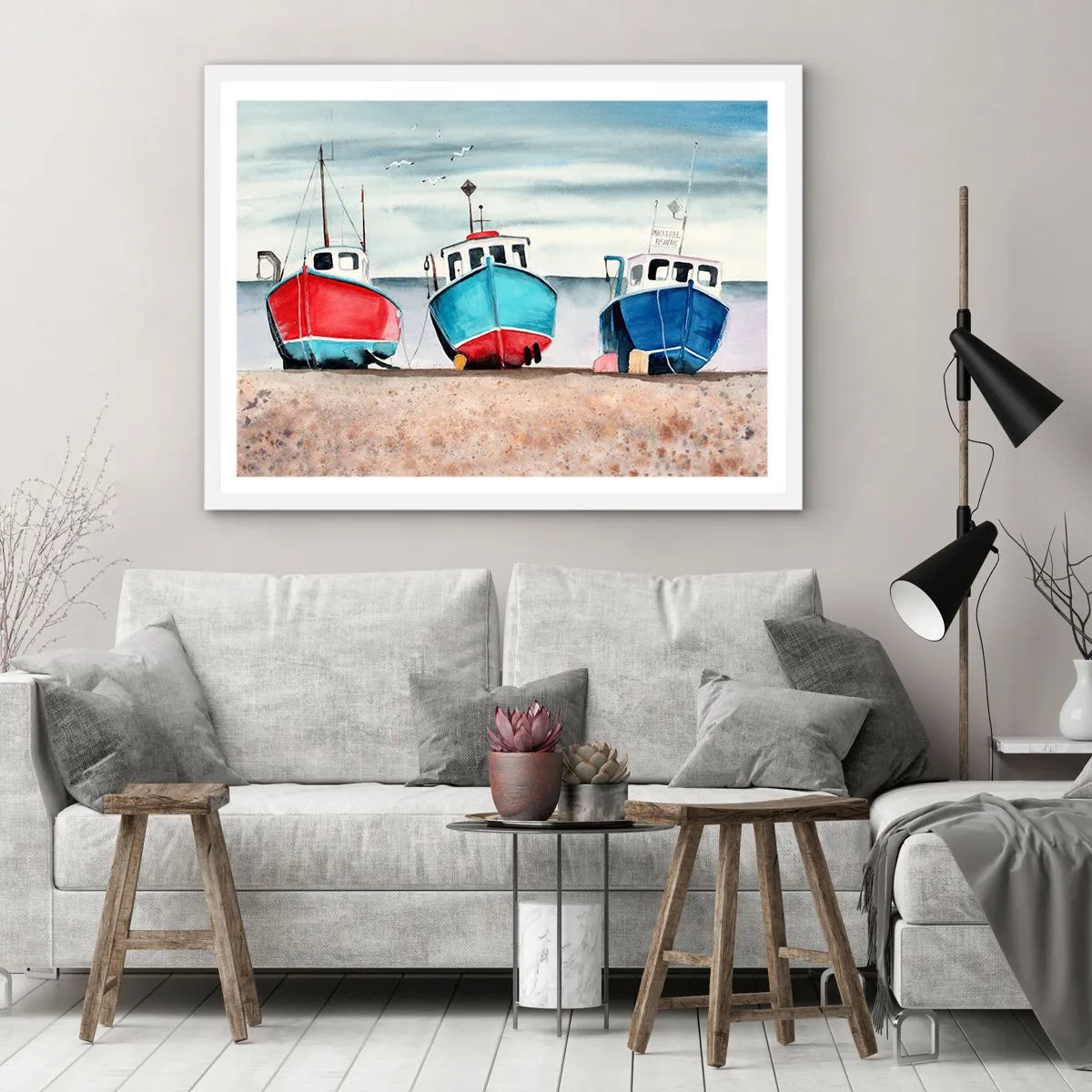 Pôster em moldura branca - Pronto para pescar - 70x50 cm