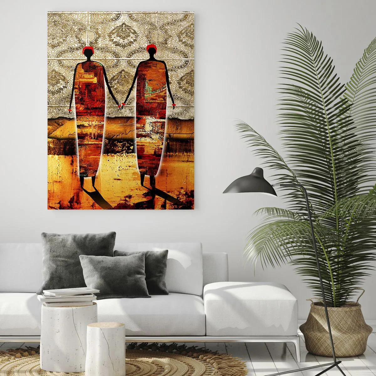 Quadro em vidro - Composição étnica nas cores da África - 50x70 cm