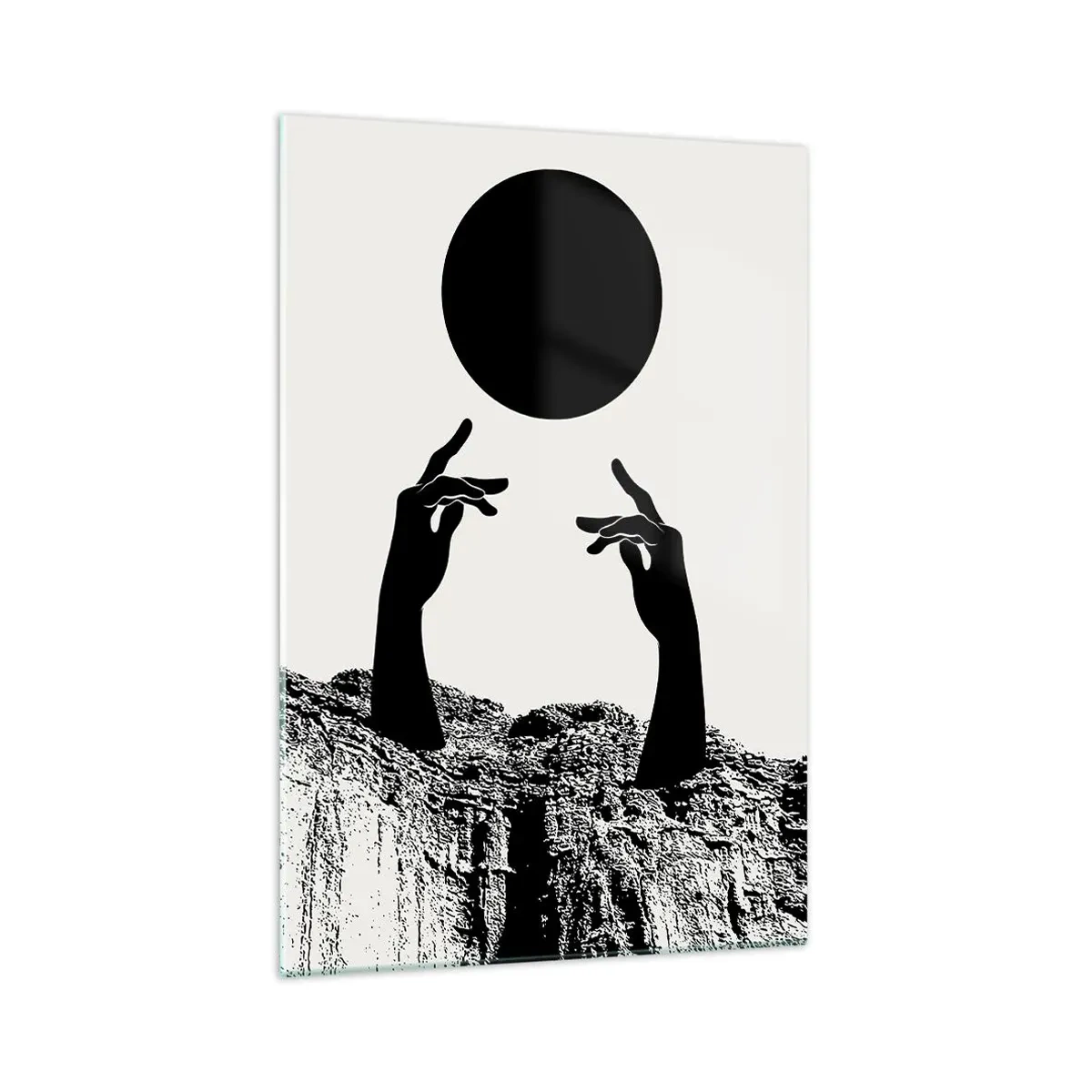 Quadro em vidro - Composição surrealista: o sol e o resto - 70x100 cm