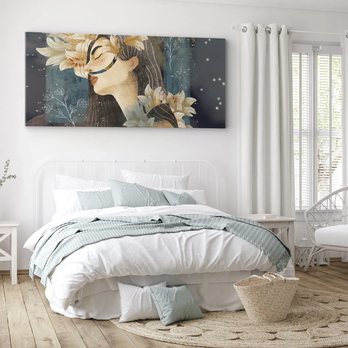 Quadro em tela - O conto da princesa com lírios - 160x50 cm