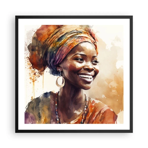 Pôster com moldura preta - Rainha africana - 60x60 cm