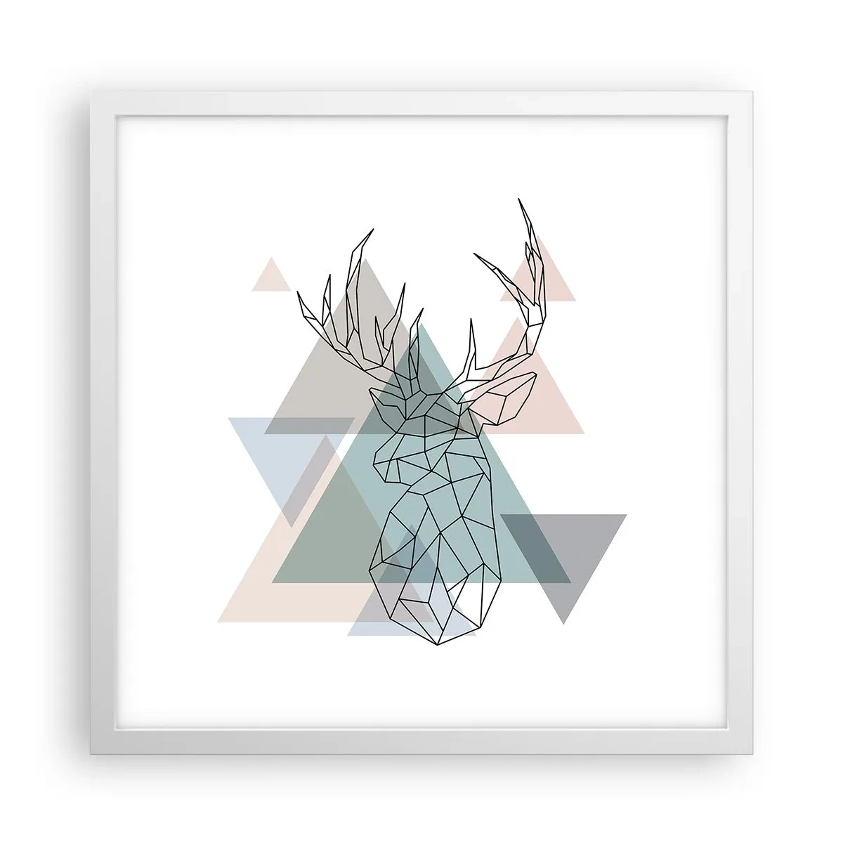 Pôster em moldura branca - Numa floresta geométrica - 40x40 cm