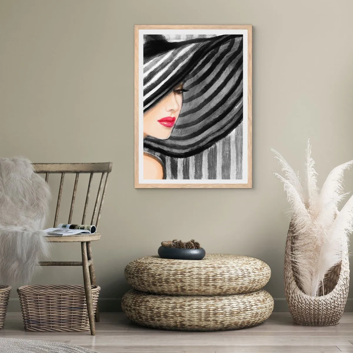 Pôster com moldura de carvalho claro - Onde encontrar-te? - 30x40 cm