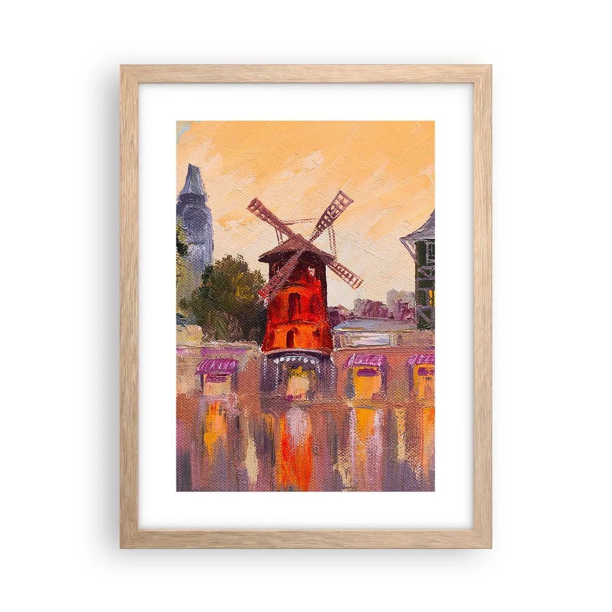 Pôster com moldura de carvalho claro - Ícones parisienses – Moulin Rouge - 30x40 cm