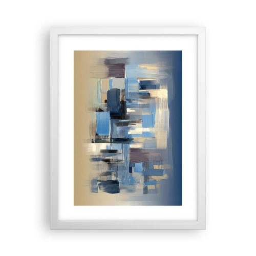 Pôster em moldura branca - Construção azul - 30x40 cm