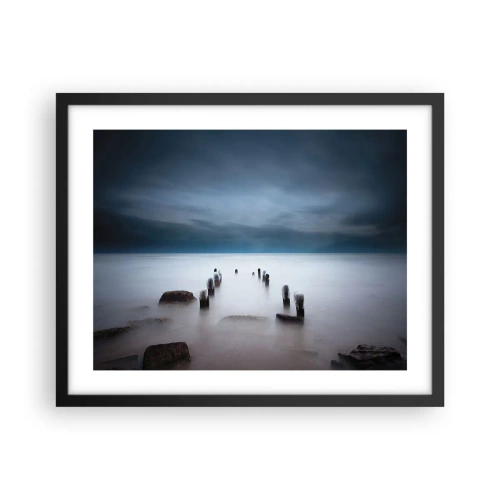 Pôster com moldura preta - Lago pensativo - 50x40 cm