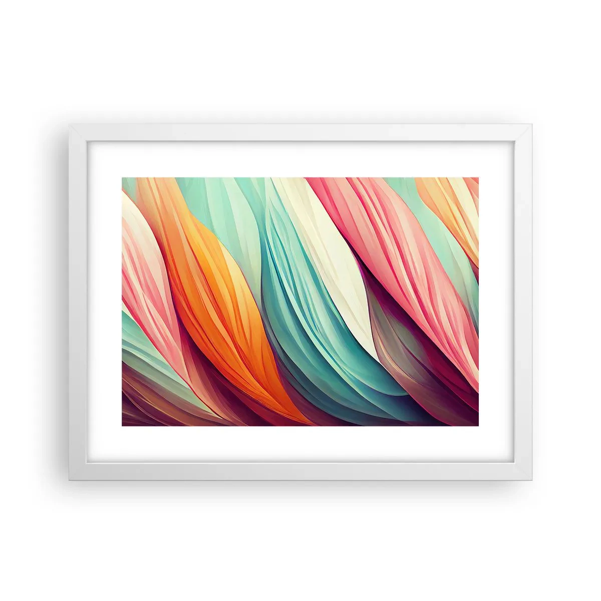 Pôster em moldura branca - Tecido arco-íris - 40x30 cm