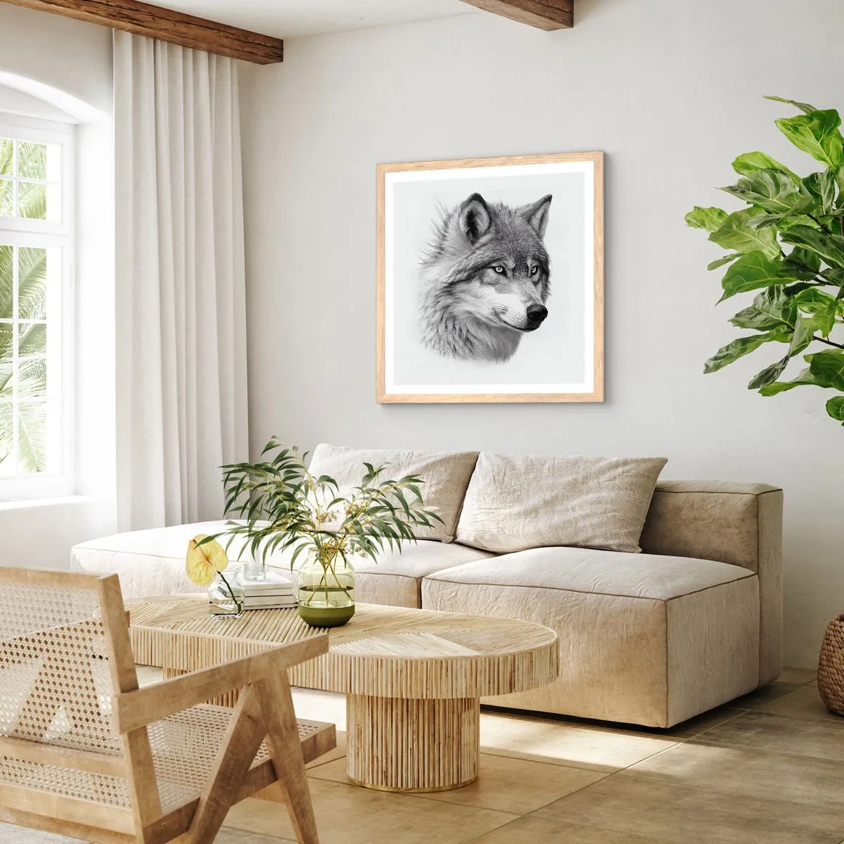 Pôster com moldura de carvalho claro - Alfa – sem dúvida - 60x60 cm