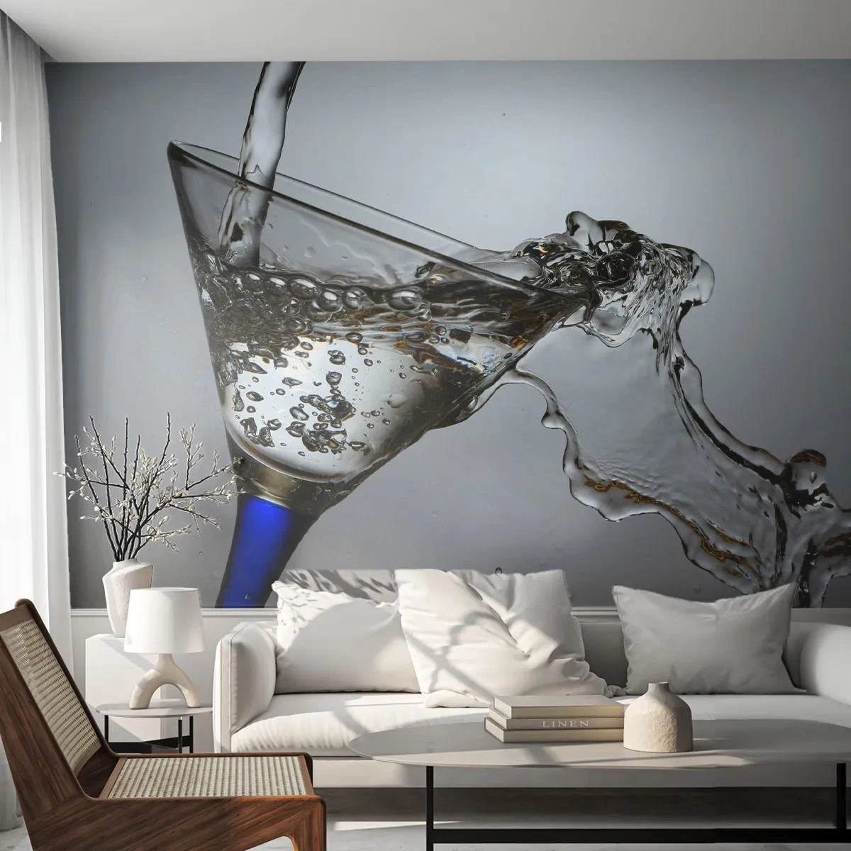 Papel de Parede Premium Sand - Água cristalina em vidro cristal - Vidro, Coquetel, Gastronomia - 300x210 cm