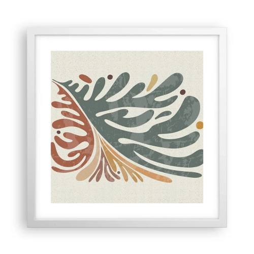 Pôster em moldura branca - Folha multicolorida - 40x40 cm