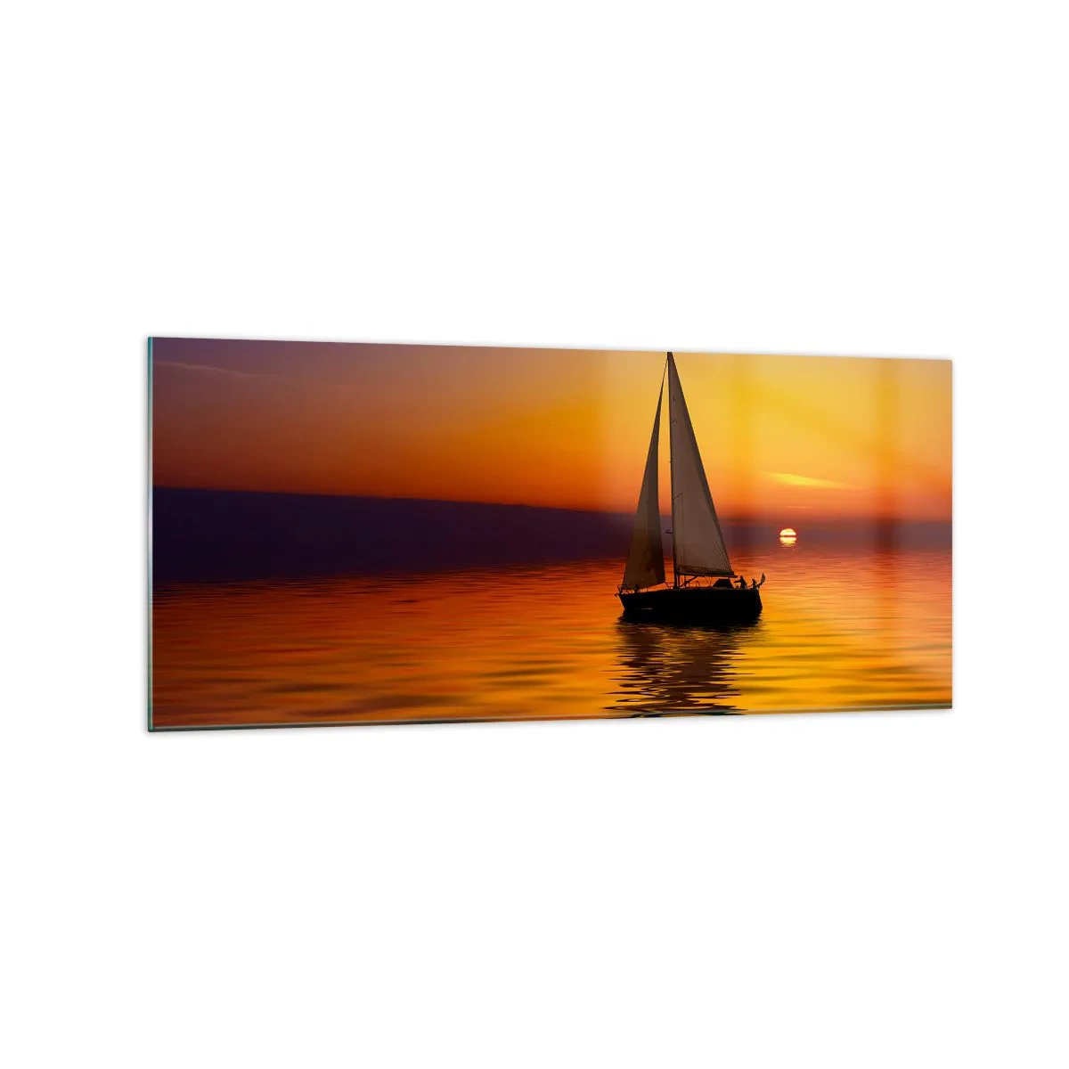 Quadro em vidro - Tranquilo anoitecer... - 120x50 cm