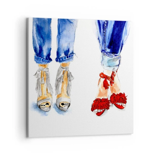 Quadro em tela - Por que não vamos passear? - 50x50 cm