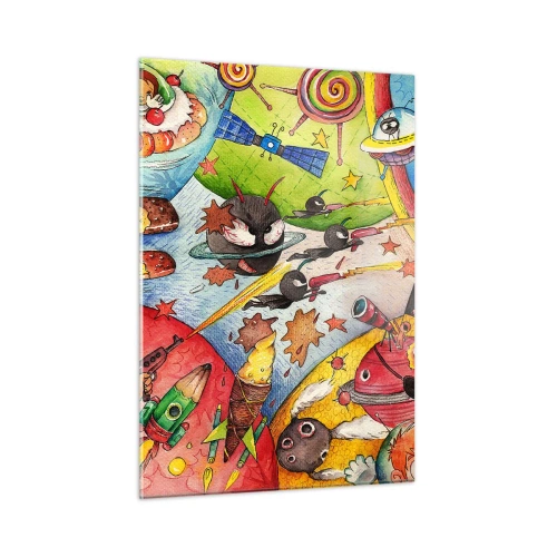 Quadro em vidro - Uma grande aventura espacial - 50x70 cm