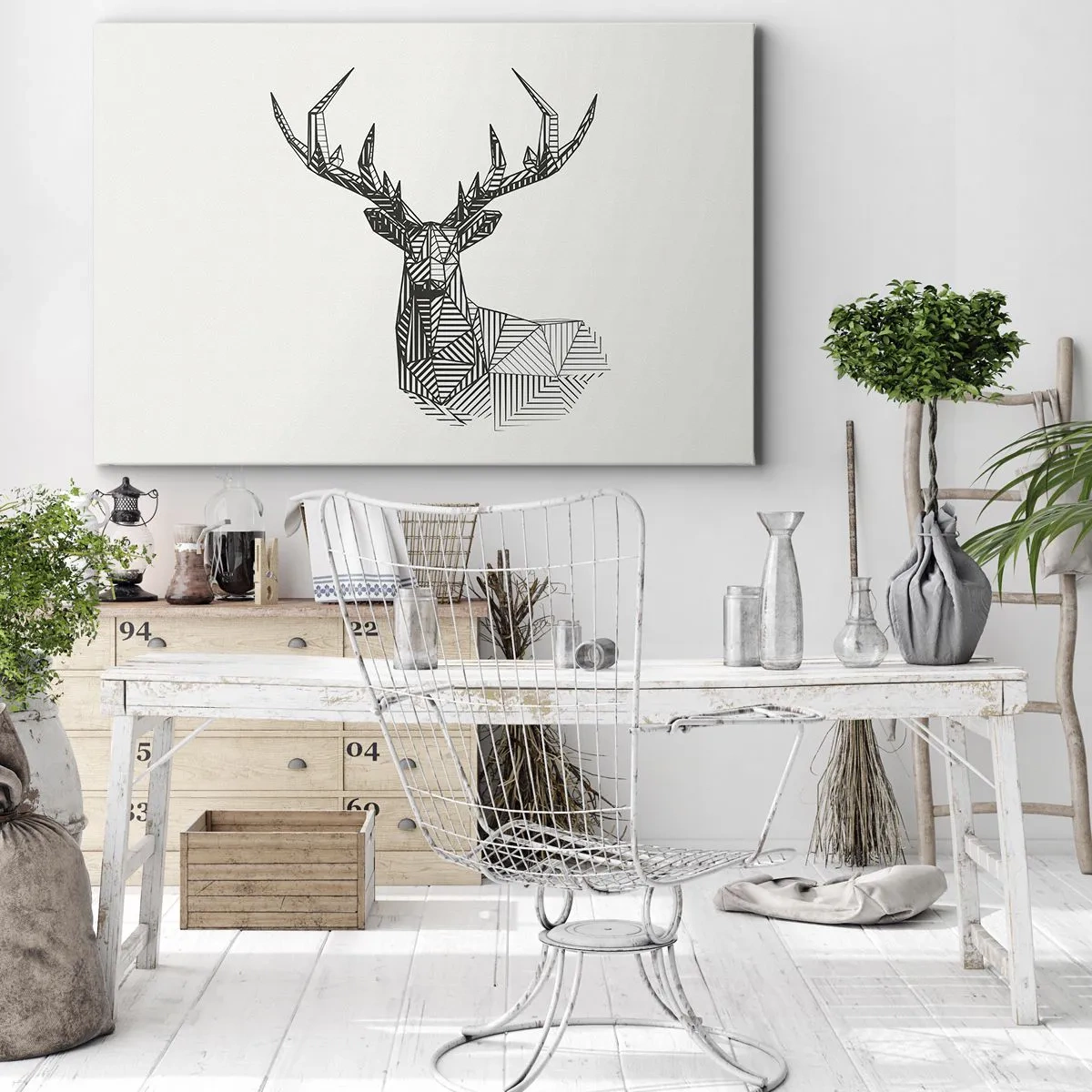 Quadro em tela - Veado em estilo cubista - 100x70 cm