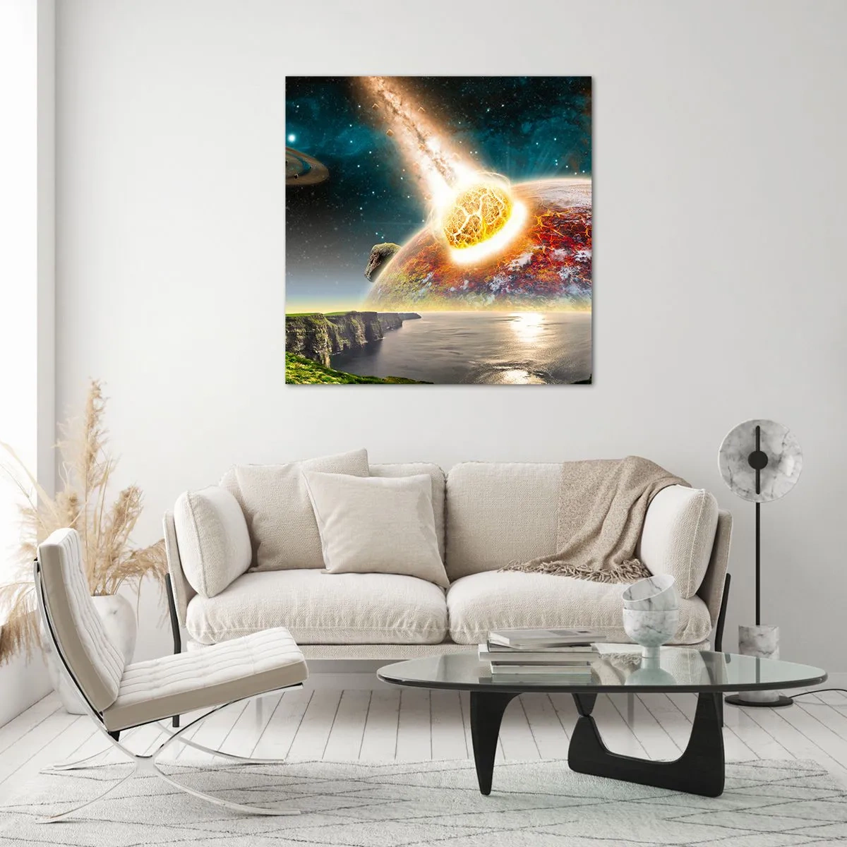 Quadro em vidro - Drama espacial - 30x30 cm