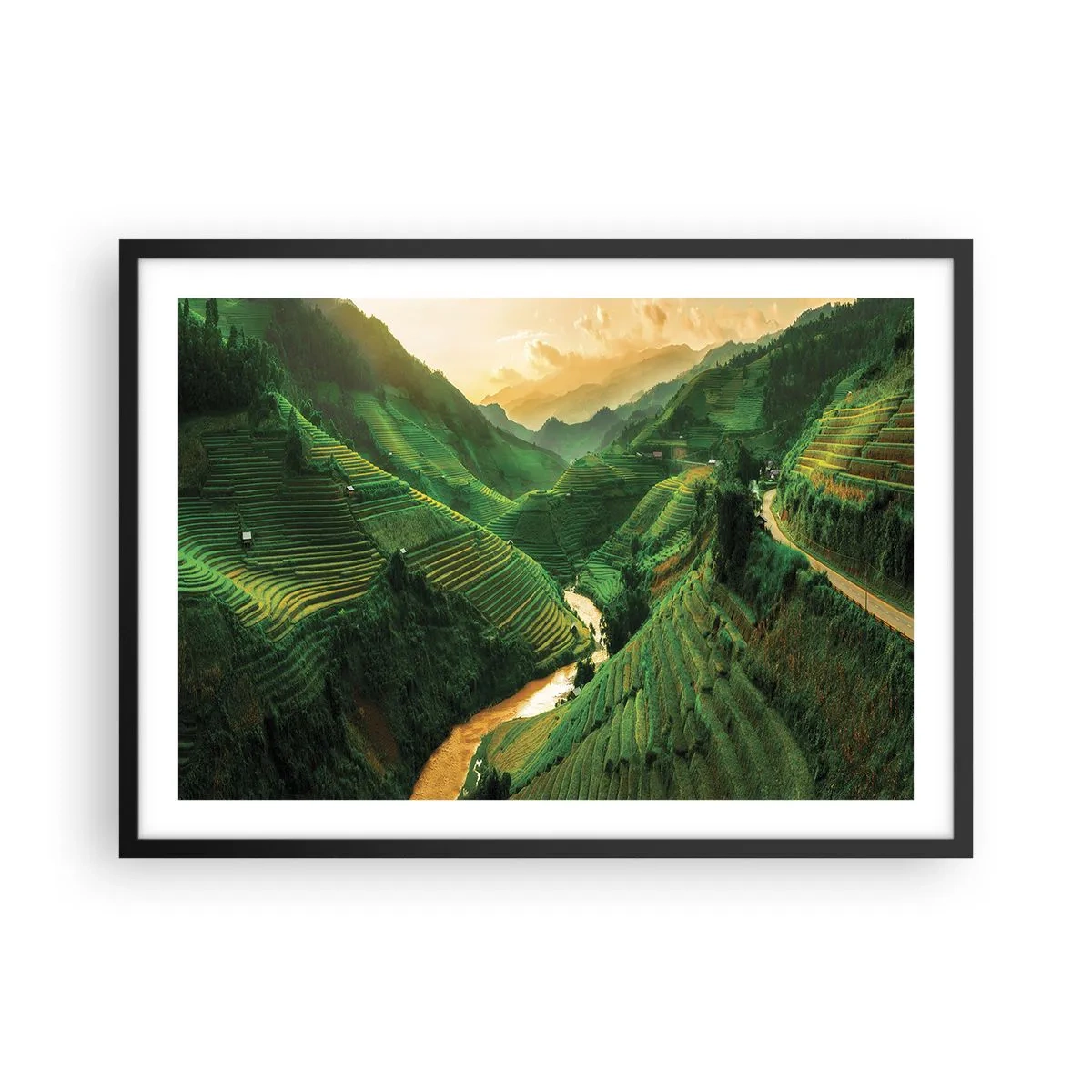 Pôster com moldura preta - Vale vietnamita - 70x50 cm