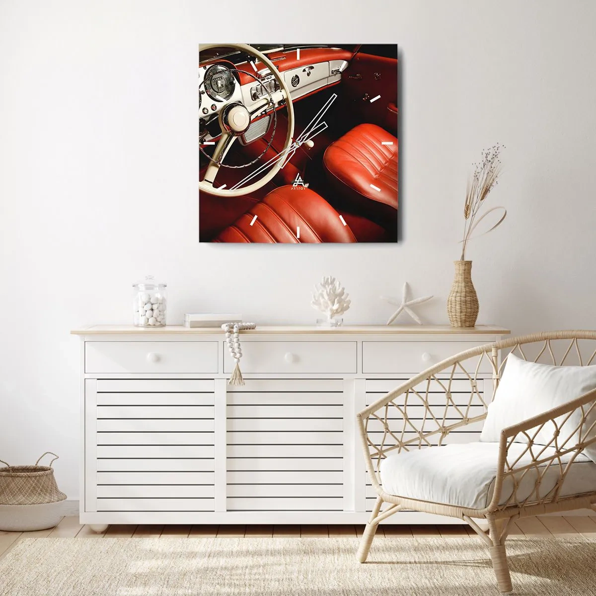 Relógio de parede - Relógio em vidro - Luxo vintage - 30x30 cm