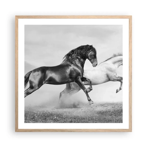 Pôster com moldura de carvalho claro - Anjos e demônios - 60x60 cm